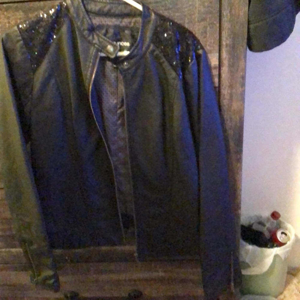 Black sparkle leather jacket